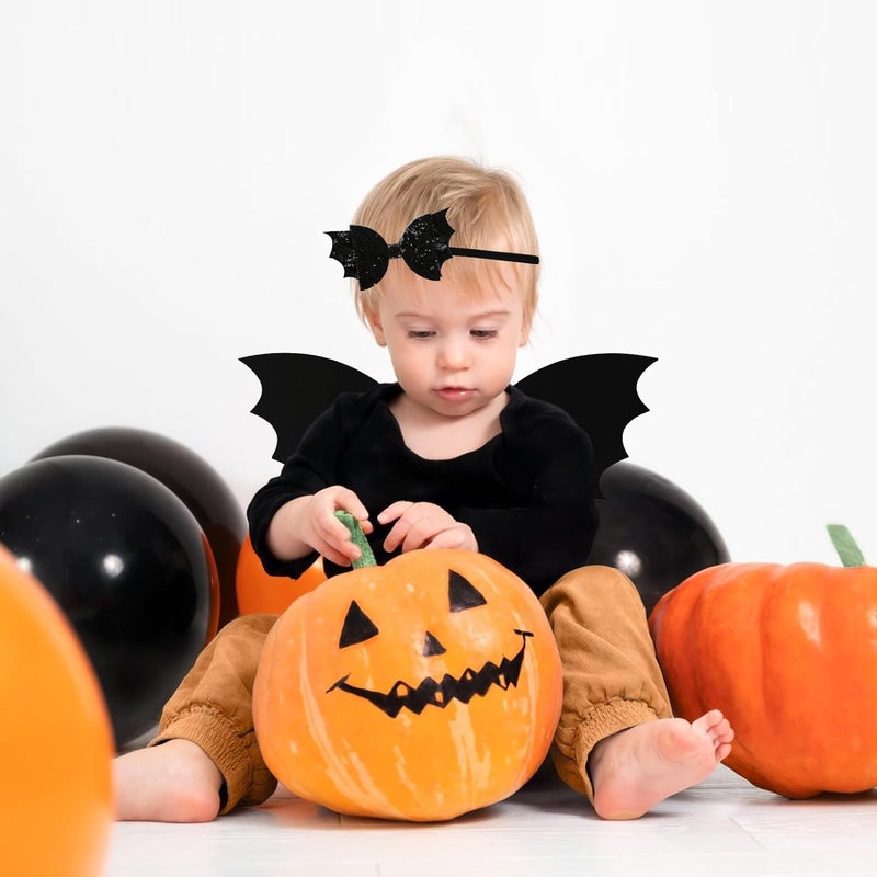 Fancheer Baby Girls Glitter Black Bat Bow Headband Infant Toddler Birthday Party Hair Accessories - Image 5